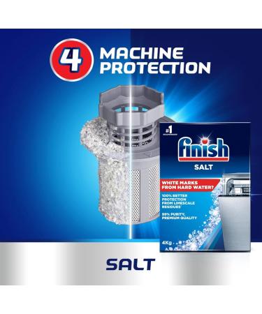 Finish Dishwasher Salt 4kg - Protection from Limescale Residues - Unscented - Pack of 1 - Buy Online on GoSupps.com