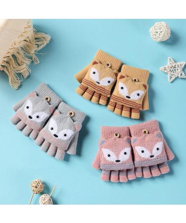 Toddler Kids Puppy Flip Top Half Finger Gloves | Ages 3-8 Yrs | Fox/Yellow - Buy Online on GoSupps.com