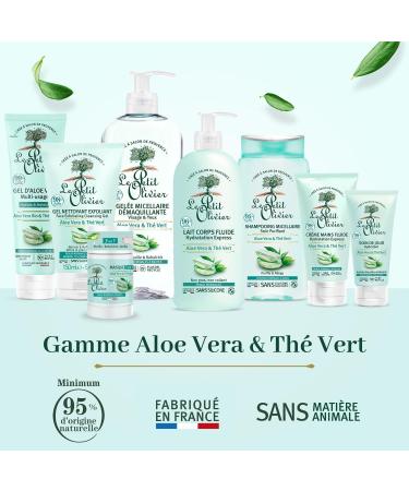 LE PETIT OLIVIER - Gel d'Aloe Vera - Aloe Vera Bio & Th Vert - Visage et Corps - Hydratant - Sans Parfum - Peaux Normales S ches - 99% d'Origine Naturelle - Fabriqu en France - 150 ml - Buy Online on GoSupps.com