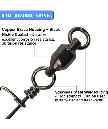 AGOOL Ball Bearing Fishing Swivel with Coastlock Snap - 15 pcs Size 8+8(350lb) - Stainless Steel Welded Ring Swivel Snaps for Saltwater and Freshwater Fishing - Buy Online on GoSupps.com