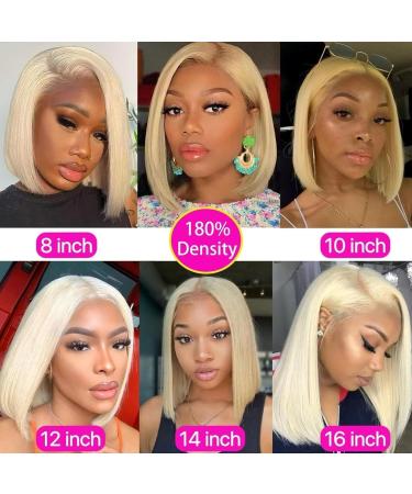 Oubfuuy 12 Blonde Bob Wig for Women - Human Hair Lace Front Wig | 180% Density Pre Plucked Bleached Knots - Buy Online on GoSupps.com
