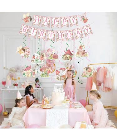 Rngmsi Fairy First Birthday Decorations - Fairy Birthday Party Decorations for Girls Fairy Happy Birthday Banners Mushroom Fairy Hanging Swirls Decor Flower Fairy Birthday Party Decorations Supplies - Buy Online on GoSupps.com