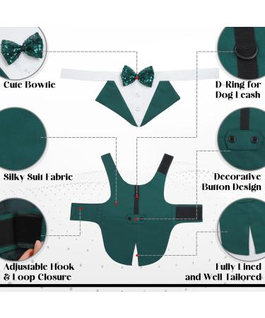 Dark Green Dog Wedding Suit Set - Stylish Smoking Shirt & Necker for Parties Birthdays & Halloween - Buy Online on GoSupps.com