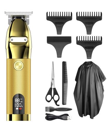 Hair Trimmer for Men, Mens Hair Clippers Beard Trimmer Professional, Cordless Durable Clipper Hair Cutting Kit, Waterproof, Rechargeable & LED Display, Gold