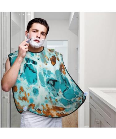 Buy Turquoise Marble Art Beard Bib - Teal Cow Print Grooming Cloth for Easy Shaving & Trimming | Perfect Gifts for Men - International Shipping Available - Buy Online on GoSupps.com