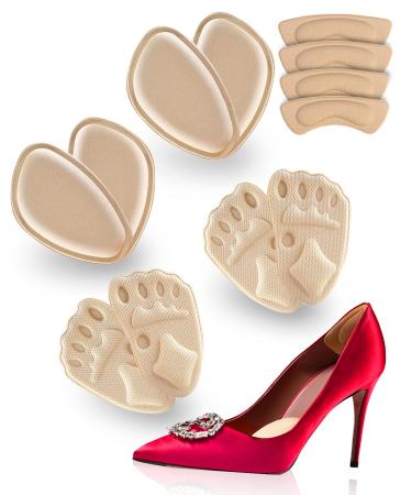 High Heel Cushion Inserts and Metatarsal Pads for Women  4 Pairs Ball of Foot Cushions and 2 Pairs Heel Pads  High Heel Inserts for Women Absorb Shock  Pain Relief and Blister Prevention