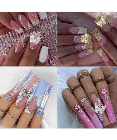 14Pcs Shiny Alloy Butterfly Nail Charms - 3D Butterflies Rhinestones for Women's DIY Manicure - Buy Online on GoSupps.com