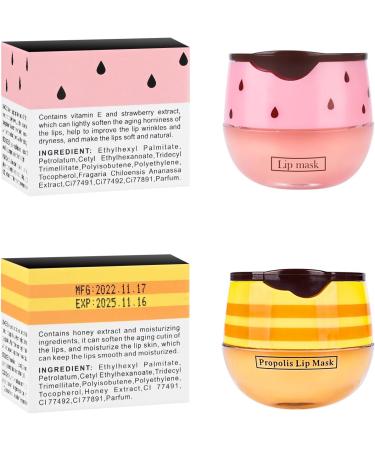 KYDA Honey+Strawberry Bee Balm Lip Mask Set - Propolis Moisturizing Treatment for Day & Night Lip Care | Lighten Dark Lips, Reduce Lines & Wrinkles, Exfoliate & Repair Lips, Moisturize - 2 Pack - Buy Online on GoSupps.com