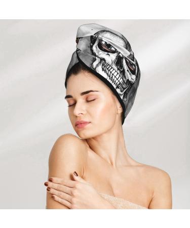 Skulls Roses Microfiber Hair Towel Wrap - Super Absorbent Quick Dry Hair Cap for Women with Long Curly & Thick Hair - Buy Online on GoSupps.com