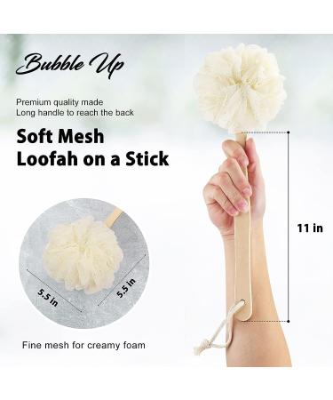 Exfoliating Loofah on a Stick Back Scrubber for Shower Long Handle Shower Sponge for Men and Women - Buy Online on GoSupps.com