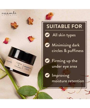 Neemli Naturals Caffeine & Cucumber Under Eye Cream - Reduce Dark Circles & Hydrate Skin for All Skin Types - 15ml (Pack of 1) - Buy Online on GoSupps.com