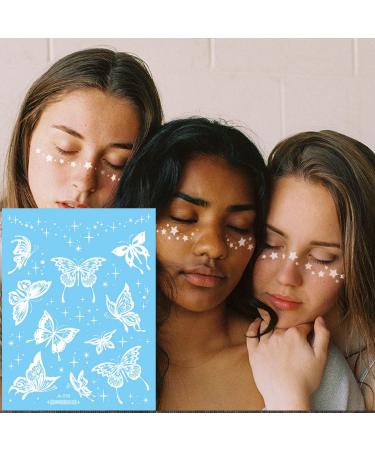 White Butterfly and Flower Temporary Tattoos - Waterproof Henna Lace Design Stickers for Women | Perfect for Wedding, Festivals, Parties - Shop Now! - Buy Online on GoSupps.com