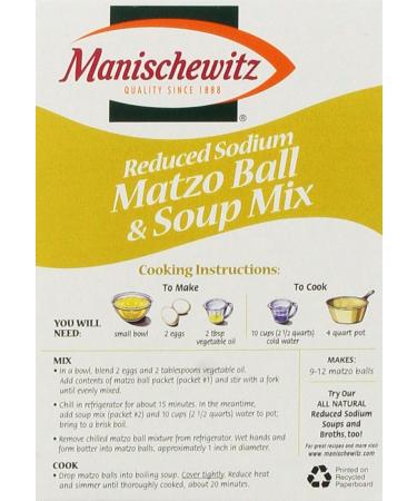 MANISCHEWITZ Reduced Sodium Matzo Ball & Soup Mix - 4.5 oz (Pack of 6) | Healthy Kosher Comfort Food - Buy Online on GoSupps.com