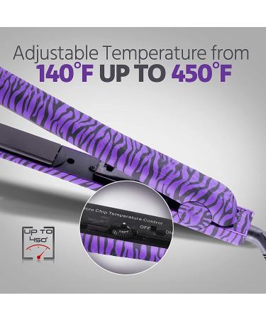 Royale 100% Ceramic Tourmaline Ionic Flat Iron - 2-in-1 Straightener & Curler | Anti-Static Anti-Frizz Technology | Purple Zebra Soft Touch - Perfect Hair in One Pass - Buy Online on GoSupps.com