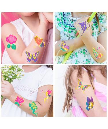 Mocossmy Butterfly Temporary Tattoos for Kids - Metallic Glitter Fairy Design - 4 Sheets, Waterproof, Fake Tattoos & Nail Stickers - Perfect for DIY Crafts, Girls Birthday Party Favor - Buy Online on GoSupps.com