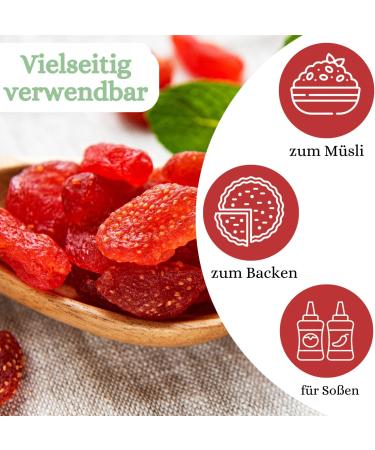  1001 Frucht 1001 Frucht Dried strawberries candied 500g I Dried fruits for yogurt Quark Cereal mix I Dried strawberries as an energy supplier I Candiate fruits for pastry I Top quality - Buy Online on GoSupps.com