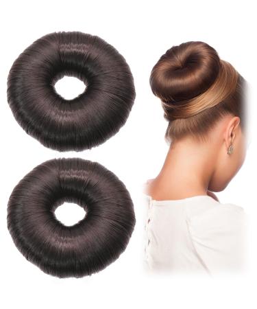 2 pieces of Donut Dutt pillow wig winder Hair Bun Maker Set Hairstyling Hairstyle Aid Set Donuts Buns Suitable for women and girls 7cm diameter (dark brown)