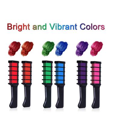 Kids Temporary Hair Chalk Comb - Non-Toxic Washable Hair Color Dye - Girls Gift for Halloween, Christmas, Birthday Parties - 6 Colors - Ages 1-10 - Buy Online on GoSupps.com