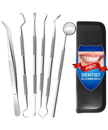 6 Pack Dental Tools Set - Professional Stainless Steel Oral Care Kit with Case | Tooth Scraper, Plaque & Tartar Remover - Buy Online on GoSupps.com
