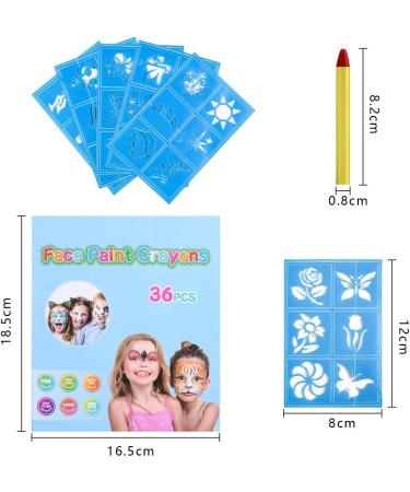URAQT 36 Colors Face Paint Crayons for Kids with Painting Templates - Non-Toxic Body Paint for Easter/Halloween/Christmas/Cosplay - Buy Online on GoSupps.com