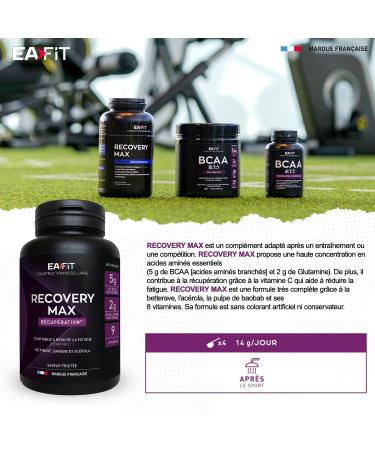 EAFIT - Recovery Max - Mixing powder in a shaker for sports - BCAA - L-Glutamine - vitamins (vitamin c b) for muscle recovery - Suitable for bodybuilding - Fruity flavor -280g - Buy Online on GoSupps.com