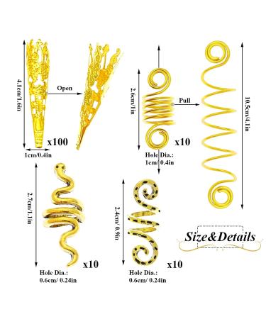 130-Piece Gold Locs Hair Jewelry Kit for Women - Dreadlocks Accessories, Beads, Braids, Hair Cuffs, Charms - Goddess Style - Buy Online on GoSupps.com