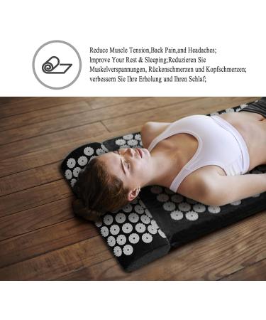 Acupress Toweratte & Pillow Set | Spike Yoga Mat for Massage & Wellness | Tension Relief & Muscle Recovery | Includes Carrying Bag - Black - Buy Online on GoSupps.com