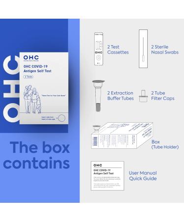 OHC COVID-19 Antigen Self Test 1 Pack - 2 Tests, Results in 15 Minutes, Easy & Non-Invasive Nasal Swab, At-Home Testing Kit - Buy Online on GoSupps.com