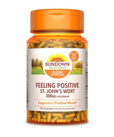 Sundown Standardized St. John's Wort Capsules 150 ea, Non-GMO, Free of Gluten, Dairy, Artificial Flavors