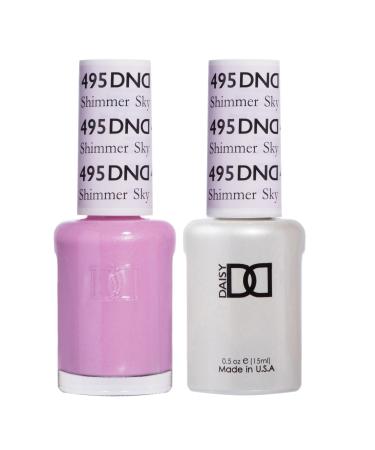 DND Gel Polish Set Pink Collection UV/LED Gel Polish and Air Dry Nail Lacquer Matching Chip-Free Polish Duo 495 Shimmer Sky 0.5 Fl Oz