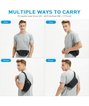 Oxpecker Waterproof Fanny Pack with Rain Cover - Black Hip Bum Bag for Men & Women | Ideal for Workout, Travel, Running, Hiking, Cycling - Buy Online on GoSupps.com