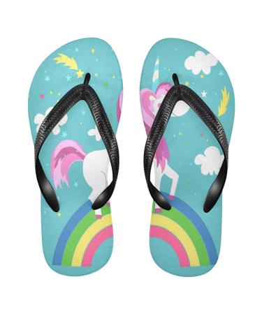 Mnsruu rainbow cloud unicorn horse flop flop flip flip flip flip flips sandals home slippers hotel spa bedroom travel m for men women Large multi -colored