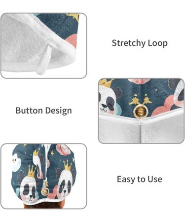 Small Pandas Clouds Stars Hair Towel 2 Pack - Super Absorbent Quick Dry Hair Turbans for Women & Girls - Buy Online on GoSupps.com
