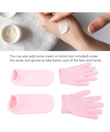 Moisturizing Gel Gloves Socks Set Soft Full Coverage Design for Dry Cracked Hands Feet with Cream Gift Choice for Men Women to Use (Pink) - Buy Online on GoSupps.com