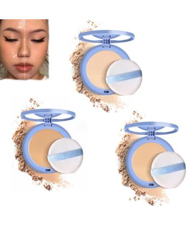 Gagk Pressed Powder Oil Control Face Pressed Powder Gagk Matte Perfection Pressed Powder Dry and Wet Set Makeup and Natural Concealer Long Lasting Waterproof Powder Delicate Silky (3pcs)