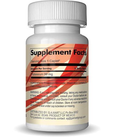 H&Natural Potassium Gluconate 99mg Supplement - 60 Caplets for Fluid Balance, Energy, and Muscles - Gluten-Free - Buy Online on GoSupps.com