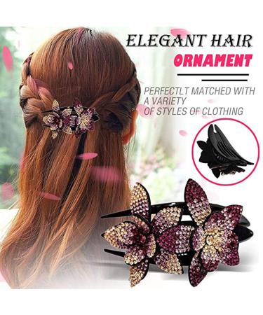 Yeeyf Double-Flower Hair Clip | Diamond & Pearl Hair Clips for Women | Vintage Hair Styling Accessories - Buy Online on GoSupps.com