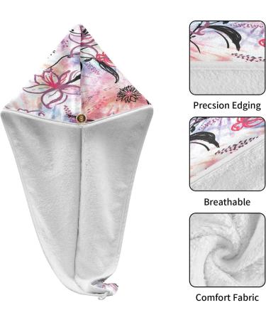 Flower Print Dry Hair Cap Set - 2 Piece Quick Drying Towel & Button Headband | Super Absorbent & Comfortable for All Hair Types - Buy Online on GoSupps.com
