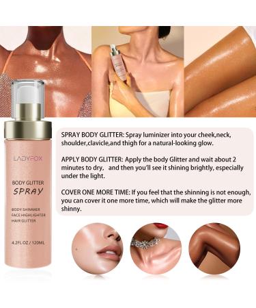 120ML Pink Body Glitter Spray - Quick-Drying Non-Sticky Hairspray for Women | Rose Gold Shimmer for Hair & Body - Buy Online on GoSupps.com