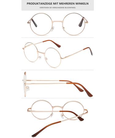 Lanomi Round Metal Reading Glasses for Men & Women - Classic Retro 60s Style Spring Hinge 1.5 Diopters Visual Aid - Buy Online on GoSupps.com