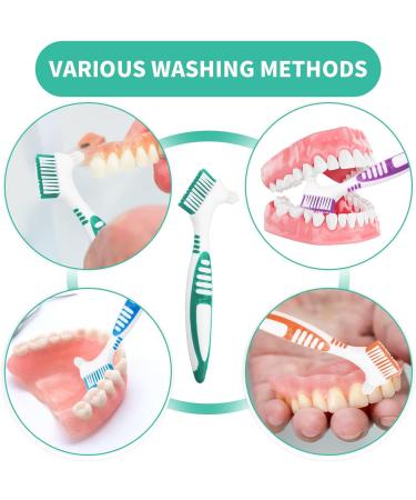 Ergonomic Toothbrush Set - 4 Pieces Denture & Braces Cleaning Brush Heads | Portable & Double Angle Design for Optimal Dental Care - Buy Online on GoSupps.com