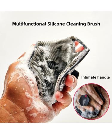 Silicone Body Brush Exfoliator with Bristles and Ergonomic Handles - Hygienic, Easy to Clean, Long Lasting - Black - Buy Online on GoSupps.com
