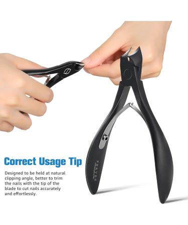 FERYES Large Handle Stainless Steel Toe Nail Clippers for Thick, Ingrown Nails - Black Olecranon Fingernail Clipper - Buy Online on GoSupps.com