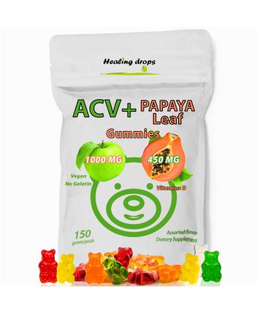 ACV Gummies & Papaya Leaf Extract Gummies - Premium Potent Apple Cider Vinegar Supplement - Iodine Infused & Vitamins B6 B12 Platelets Hair Skin & Heart Friendly (1 Regular) 50 Count (Pack of 1) 1