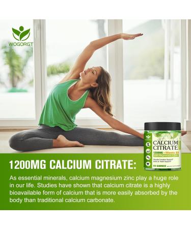 Calcium Citrate 1200mg with Vitamin D3 Supplement for Women and Men - Chewable Calcium Magnesium Zinc D3 K2 Gummies Supplement for Bone, Teeth, Immune Support, Apple Flavor - 60 Gummies Apple 60 Count (Pack of 1) - Buy Online on GoSupps.com