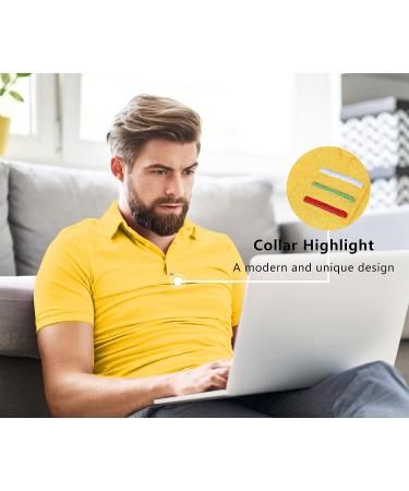VALANCH Men's Sport Polo Shirt - Moisture-Wicking Collared Tennis Tee - Large (Yellow) - Buy Online on GoSupps.com