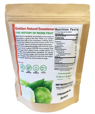 NAMANNA Monk Fruit Sweetener - Brown Sugar Substitute (1 lb) | Keto, Sugar-Free, Non-GMO, Kosher, Gluten-Free - Golden Erythritol Granules - Buy Online on GoSupps.com