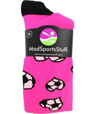 MadSportsStuff Love Soccer Hearts Over the Calf Socks - Neon Pink/Black (Small) - Buy Online on GoSupps.com