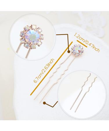 Ammei Crystal Bridal Hair Pins Clips Wedding Hair Accessories Hair Set Jewelry With Rhinestone For Brides and Bridesmaids Set Of 12 (AB Rose Gold) - Buy Online on GoSupps.com