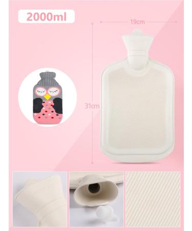 2L Hot Water Bottle with Pink Owl Cover - Large Capacity for Pain Relief - Hot/Cold Compress for Hand, Feet, Neck, Shoulder - Gift for Women, Parents, Children - Buy Online on GoSupps.com